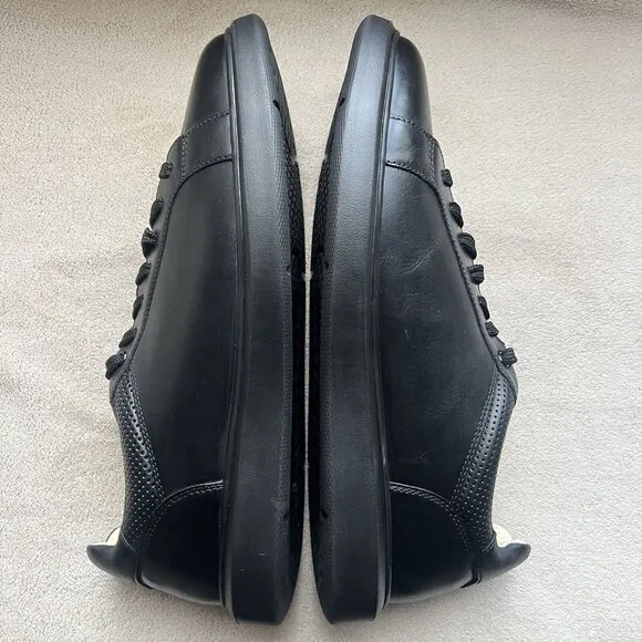 NEW Florsheim Social Lace To Toe Black Leather Sneakers Men’s 10.5 M Athleisure