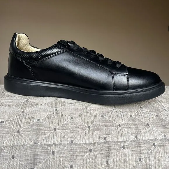 NEW Florsheim Social Lace To Toe Black Leather Sneakers Men’s 10.5 M Athleisure
