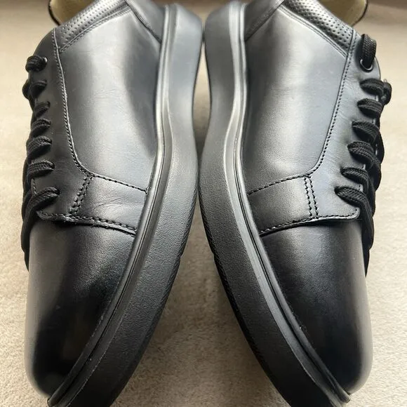 NEW Florsheim Social Lace To Toe Black Leather Sneakers Men’s 10.5 M Athleisure
