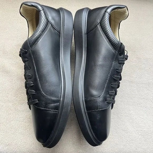 NEW Florsheim Social Lace To Toe Black Leather Sneakers Men’s 10.5 M Athleisure