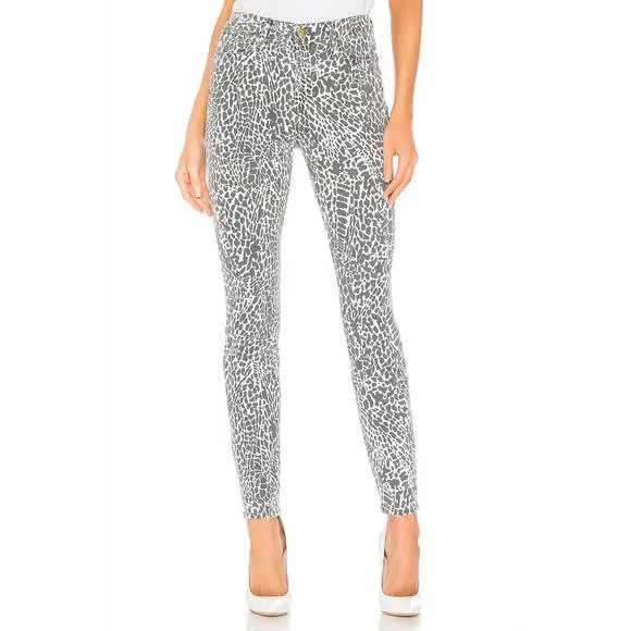 NEW FRAME le skinny animal print jeans in white, black