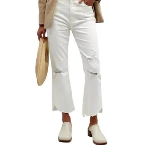 NEW FRAME super high crop mini boot jeans in aunatural destruct