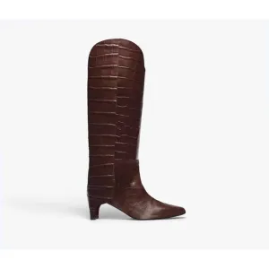 NEW FREDA SALVADOR women's lennox knee-high boot in wood embossed croc