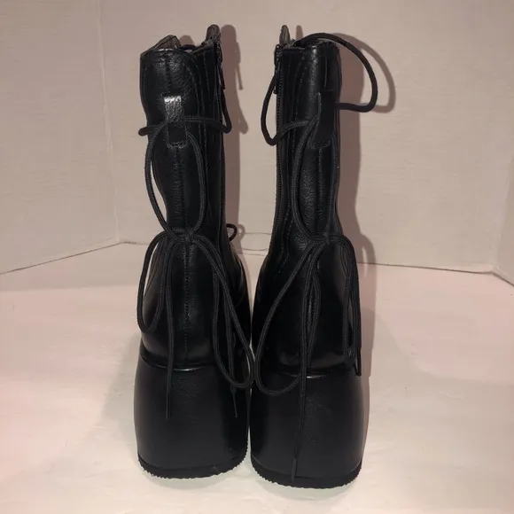 New Free People Anthropologie Black Arlyn Platform Gothic Combat Boots Shoes 6.5