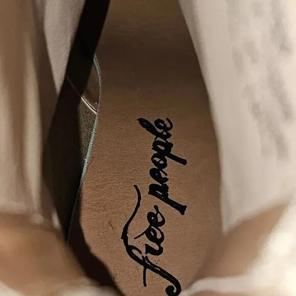NEW Free People Double Stack Platform Boot Shoe Bone Ivory Leather EU 39.5