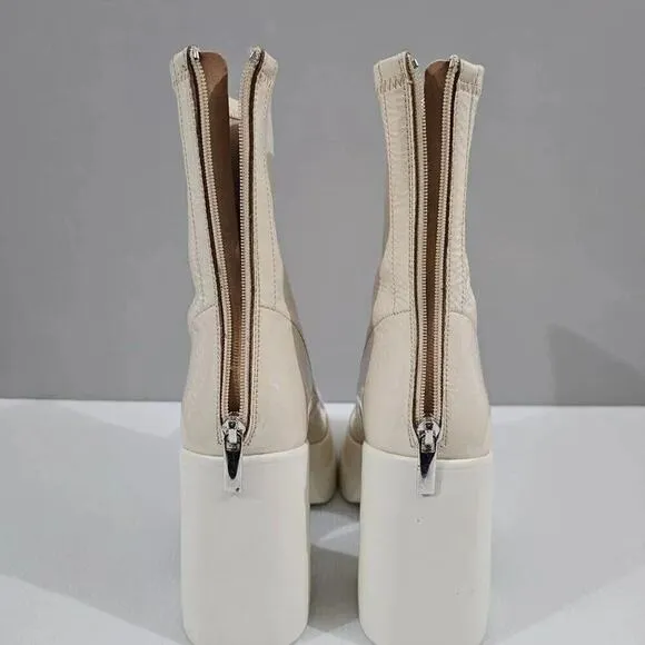 NEW Free People Double Stack Platform Boot Shoe Bone Ivory Leather EU 39.5