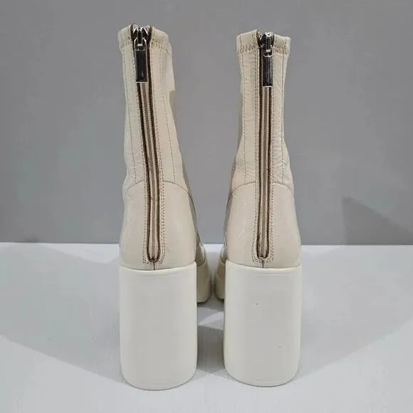 NEW Free People Double Stack Platform Boot Shoe Bone Ivory Leather EU 39.5