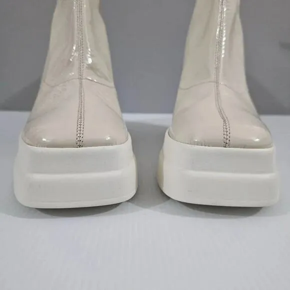 NEW Free People Double Stack Platform Boot Shoe Bone Ivory Leather EU 39.5