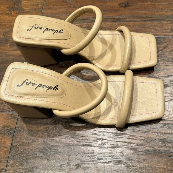 NEW! Free People Double Strap Parker Heel In Dune - Size 39 EU