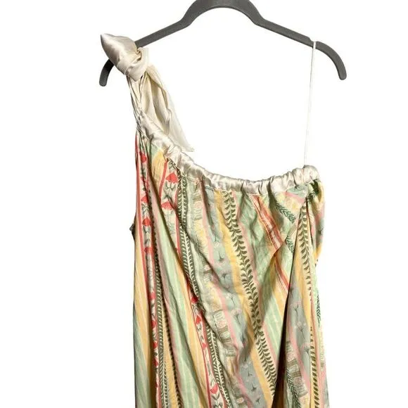 NEW Free People Tova Maxi Dress in Natural Boho Stripe One Shoulder Size Small