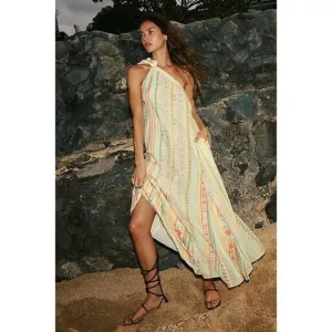 NEW Free People Tova Maxi Dress in Natural Boho Stripe One Shoulder Size Small