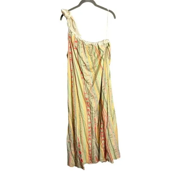 NEW Free People Tova Maxi Dress in Natural Boho Stripe One Shoulder Size Small