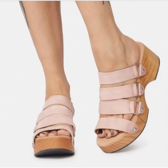 New Free People Virgo Switchback Sandals Platform Wood Clog