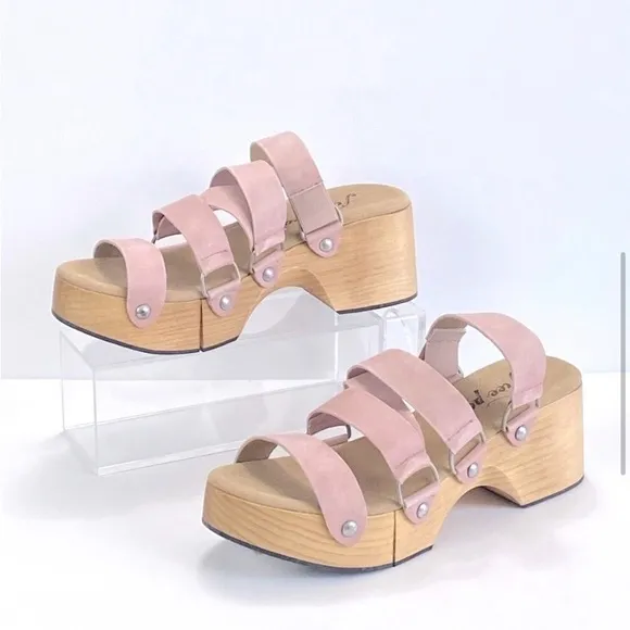 New Free People Virgo Switchback Sandals Platform Wood Clog