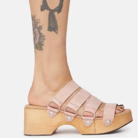 New Free People Virgo Switchback Sandals Platform Wood Clog