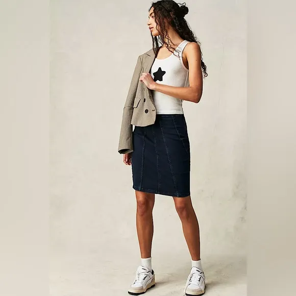 NEW Free People We The Free Dom Denim Midi Skirt