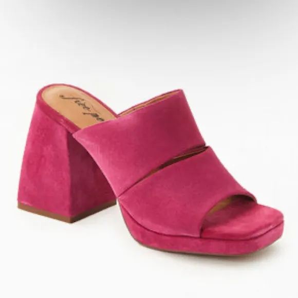 NEW Free People Women's Love Is Everywhere Platform Sandals Block Heel Pink 38
