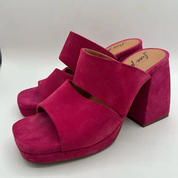 NEW Free People Women's Love Is Everywhere Platform Sandals Block Heel Pink 38