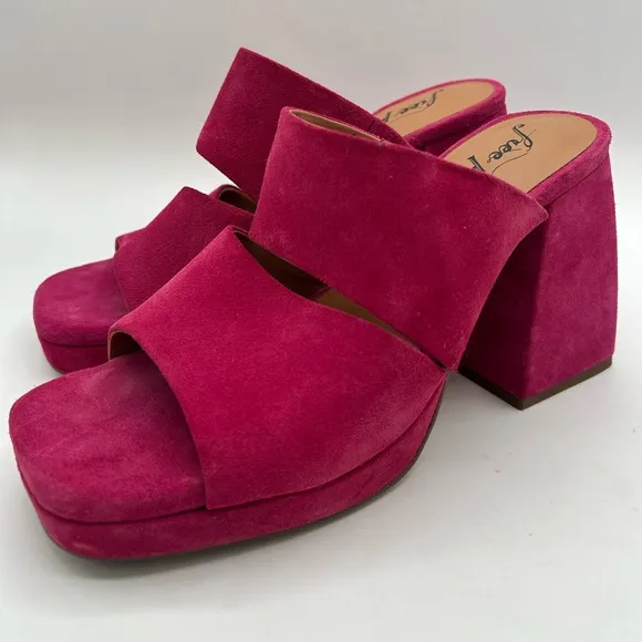 NEW Free People Women's Love Is Everywhere Platform Sandals Block Heel Pink 38