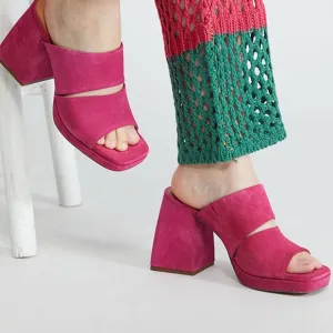 NEW Free People Women's Love Is Everywhere Platform Sandals Block Heel Pink 38