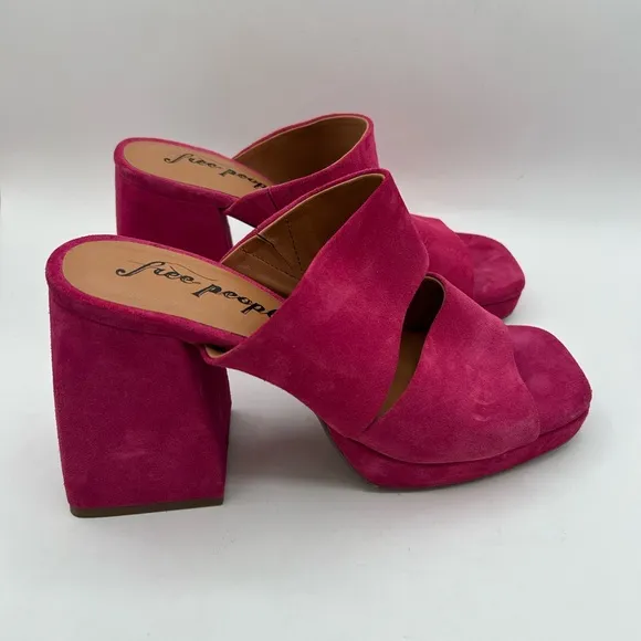NEW Free People Women's Love Is Everywhere Platform Sandals Block Heel Pink 38