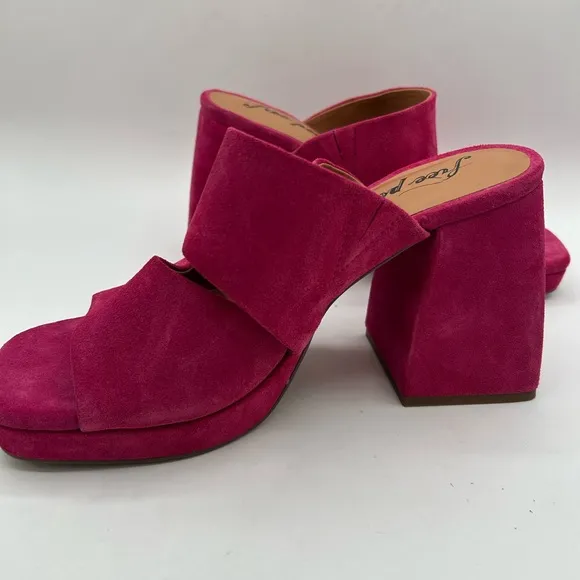 NEW Free People Women's Love Is Everywhere Platform Sandals Block Heel Pink 38