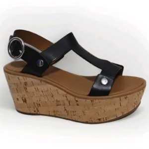NEW Frye Black Dahlia Rivet Wedge Platform Sandals US 8.5 MSRP $458
