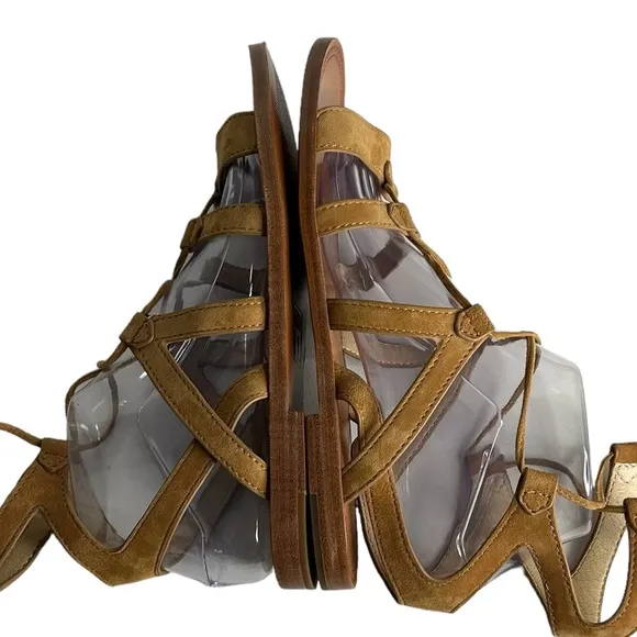 New FRYE Women's Gladiator Ruth‎ Tall Camel Tan Suede Boho Sandals