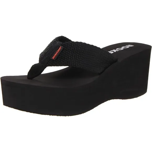 New In! Rocket Dog Solid Black Ultra Platform Wedge Sandal