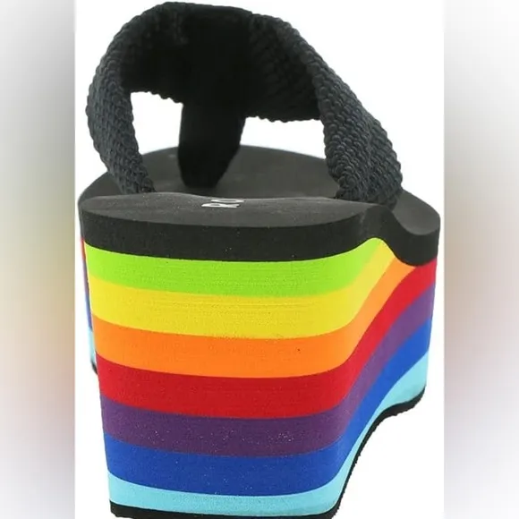 New In! Rocket Dog Solid Black Ultra Platform Wedge Sandal