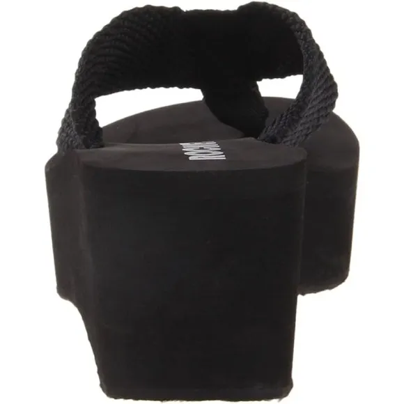 New In! Rocket Dog Solid Black Ultra Platform Wedge Sandal