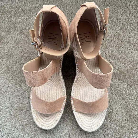 New INC $79 Women's Catiana Wedge Tan Platform Espadrille Sandals Size 9 10