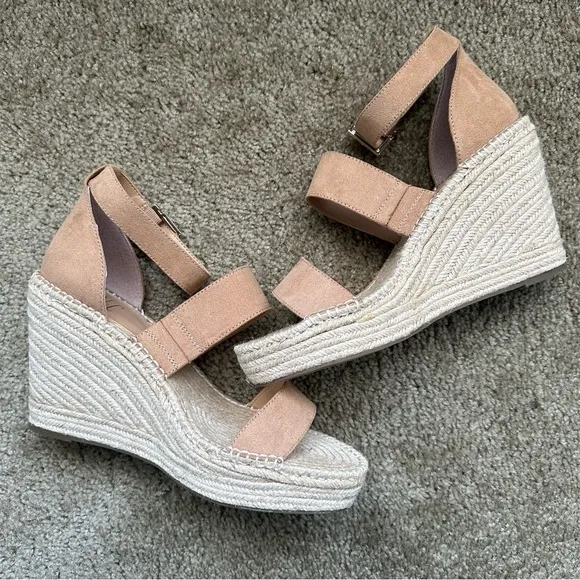 New INC $79 Women's Catiana Wedge Tan Platform Espadrille Sandals Size 9 10