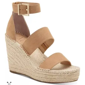 New INC $79 Women's Catiana Wedge Tan Platform Espadrille Sandals Size 9 10