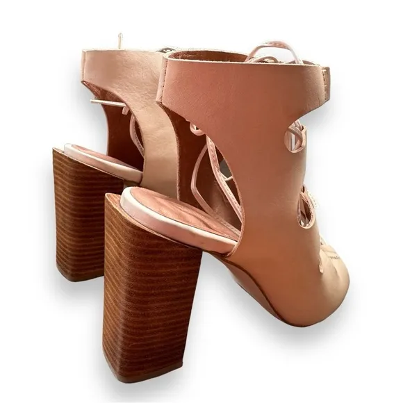 New Jeffrey Campbell Allow Lace-Up Heeled Cage Sandals in Neutral | Size 9.5
