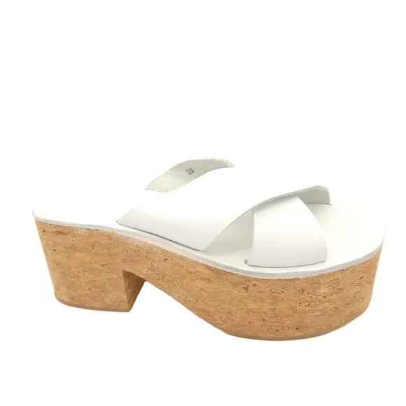 NEW Jeffrey Campbell Platform Sandals Womens 9 White Boho Retro Modern Chic