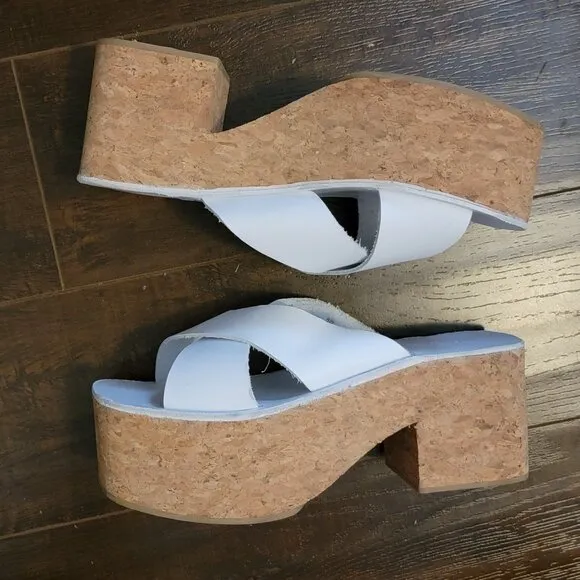 NEW Jeffrey Campbell Platform Sandals Womens 9 White Boho Retro Modern Chic