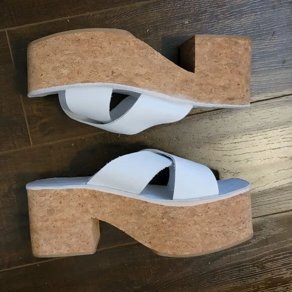 NEW Jeffrey Campbell Platform Sandals Womens 9 White Boho Retro Modern Chic