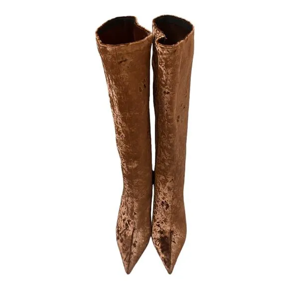 NEW JEFFREY CAMPBELL Shego crushed velvet platform knee high boots