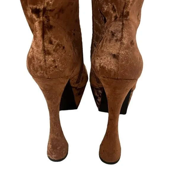 NEW JEFFREY CAMPBELL Shego crushed velvet platform knee high boots