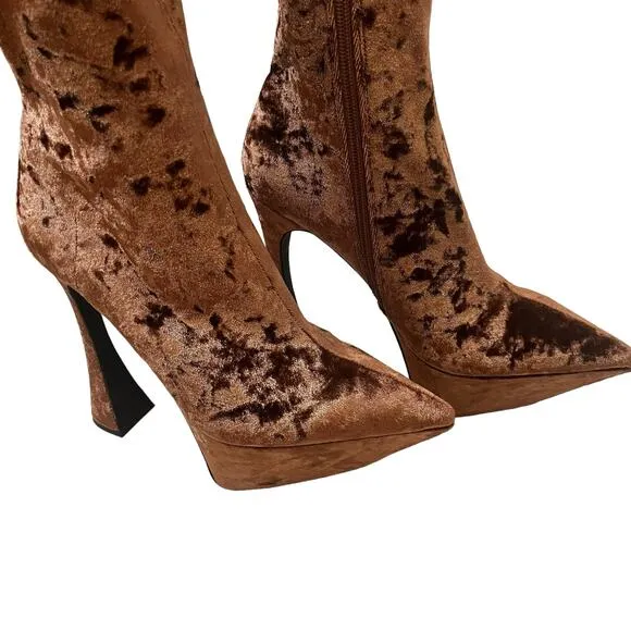 NEW JEFFREY CAMPBELL Shego crushed velvet platform knee high boots