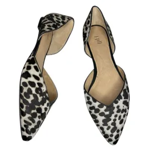 NEW J.Jill Mirabelle D’Orsay leather calf hair leopard flats womens shoes 8.5