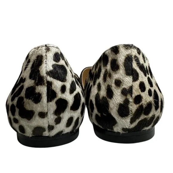 NEW J.Jill Mirabelle D’Orsay leather calf hair leopard flats womens shoes 8.5