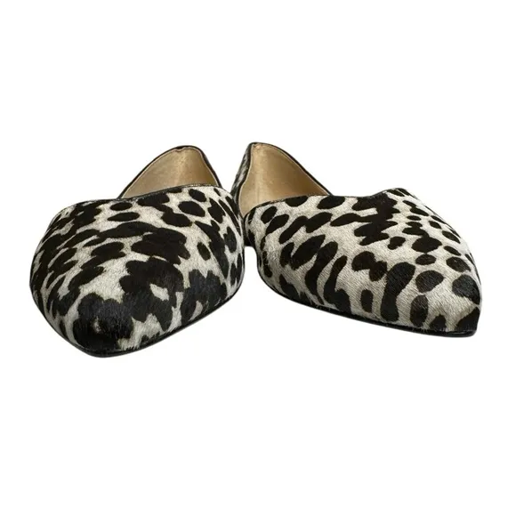 NEW J.Jill Mirabelle D’Orsay leather calf hair leopard flats womens shoes 8.5