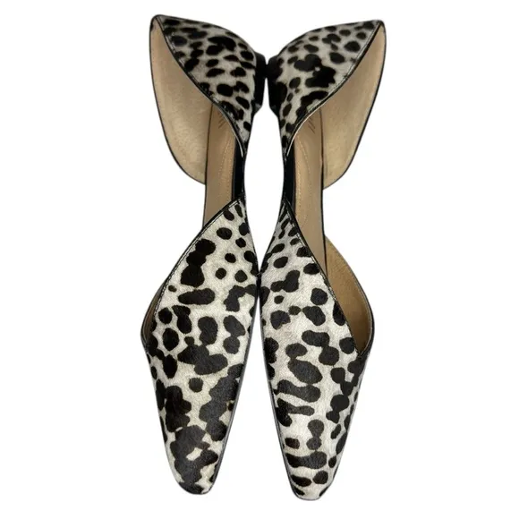 NEW J.Jill Mirabelle D’Orsay leather calf hair leopard flats womens shoes 8.5