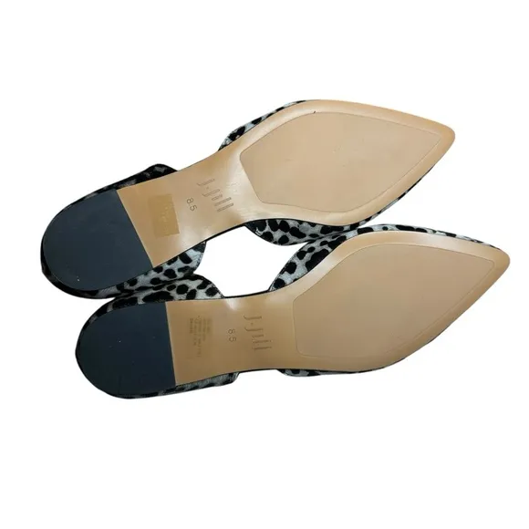 NEW J.Jill Mirabelle D’Orsay leather calf hair leopard flats womens shoes 8.5