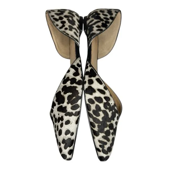 NEW J.Jill Mirabelle D’Orsay leather calf hair leopard flats womens shoes 8.5