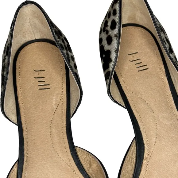 NEW J.Jill Mirabelle D’Orsay leather calf hair leopard flats womens shoes 8.5