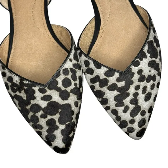 NEW J.Jill Mirabelle D’Orsay leather calf hair leopard flats womens shoes 8.5