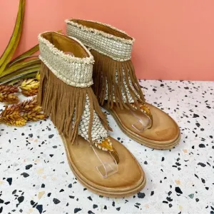 NEW Karma Of Charme x Free People Women’s Boho Fringe Tassel Sandals Sz 40